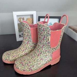 TOMS Kids Floral Rain Boots - Pink and Cream